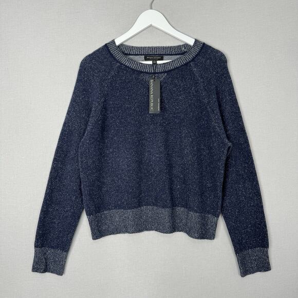 Banana Republic Womens Sweater Large Blue 100% Cashmere Lightweight Old Money